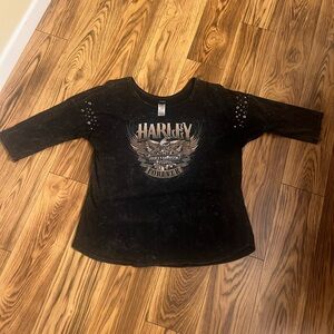 Women’s Harley-Davidson Black and Tan Eagle Myrtle Beach 1/2 sleeve top size XL
